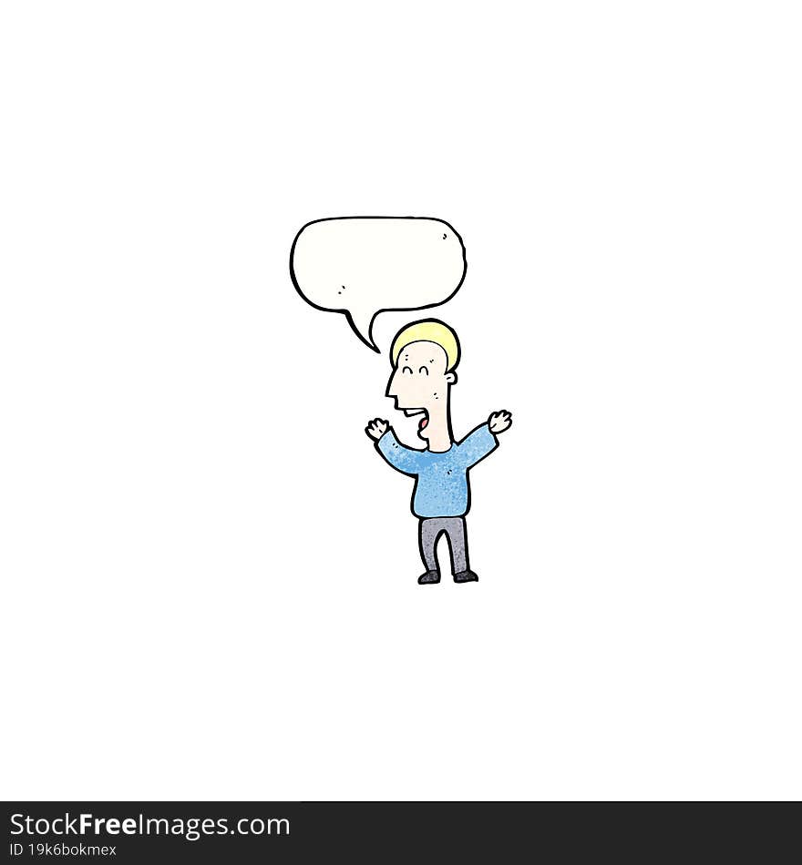 Cartoon Happy Man With Speech Bubble