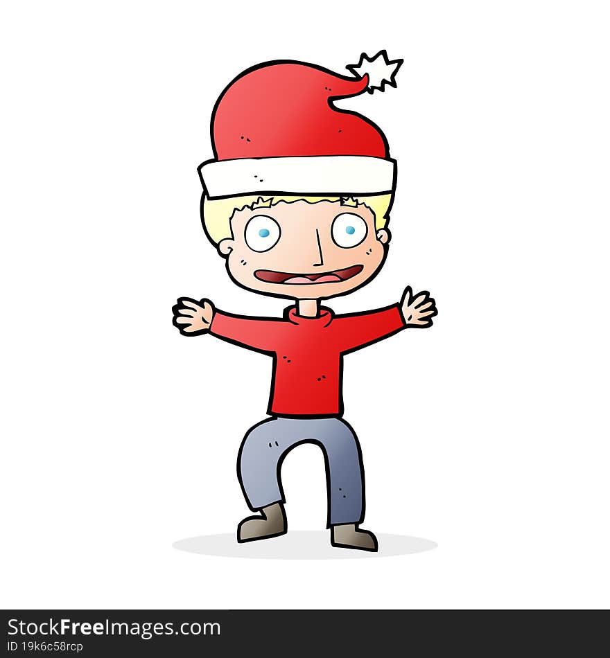 cartoon man ready for christmas