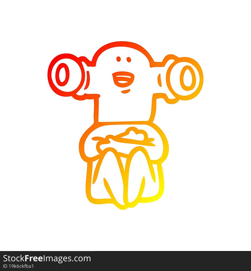 Warm Gradient Line Drawing Friendly Cartoon Alien