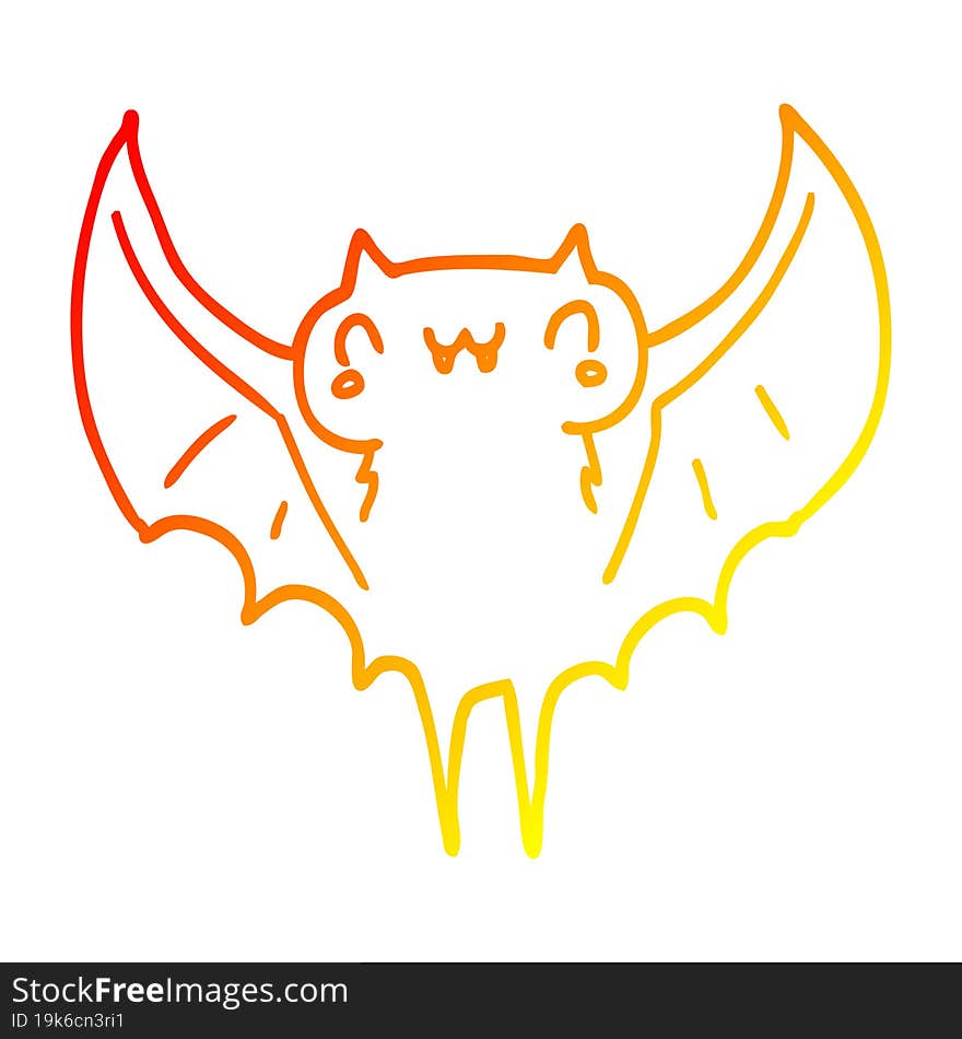 warm gradient line drawing cartoon bat