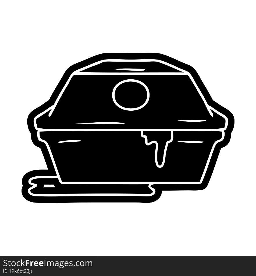 cartoon icon of a fast food burger container. cartoon icon of a fast food burger container