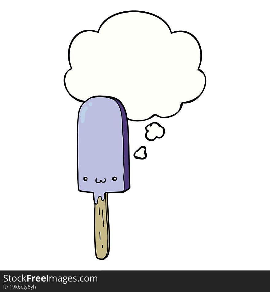 Cartoon Ice Lolly And Thought Bubble