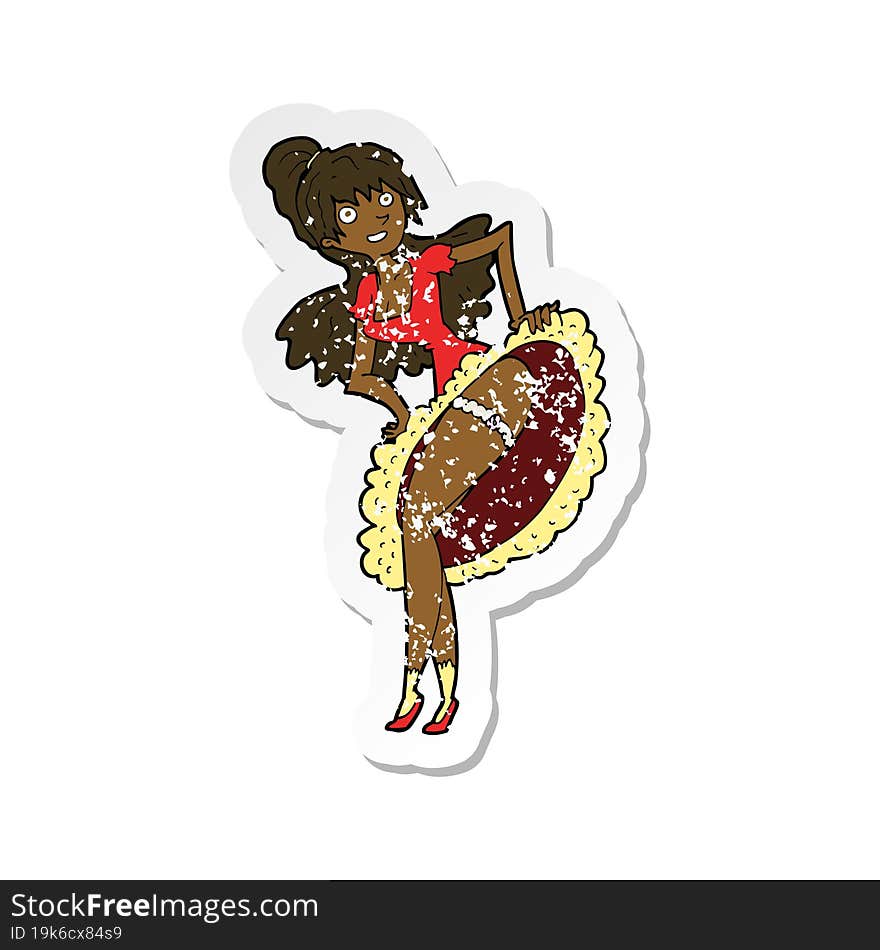 retro distressed sticker of a cartoon flamenco dancer