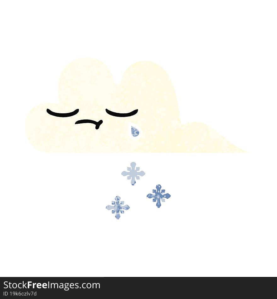 retro illustration style cartoon snow cloud