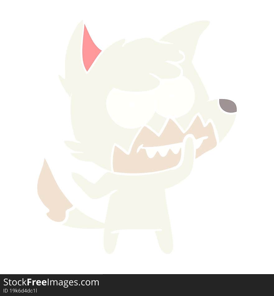 flat color style cartoon grinning fox