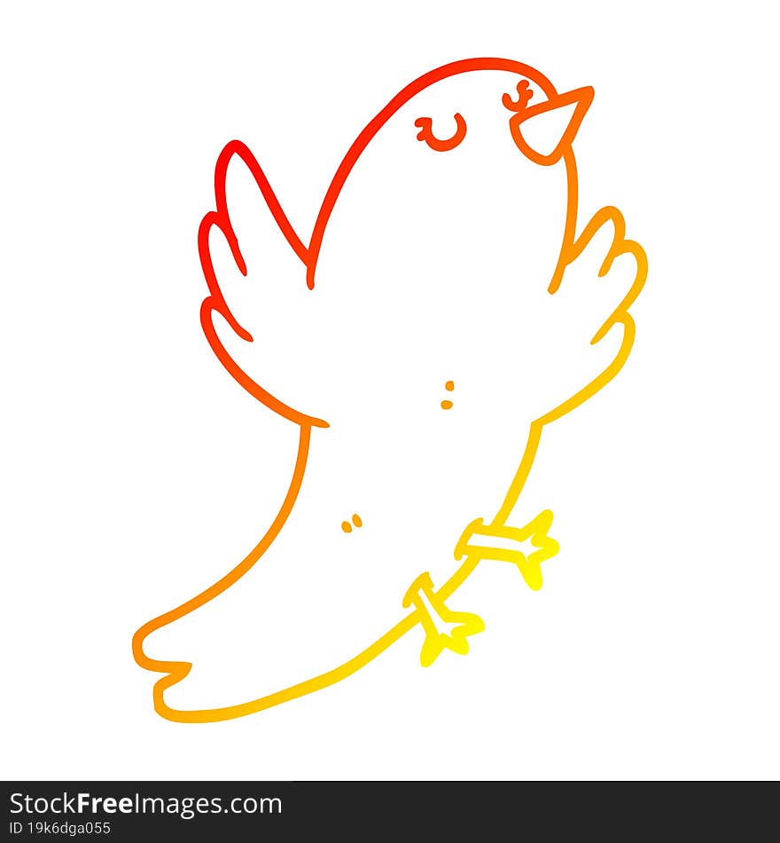 warm gradient line drawing cartoon bird