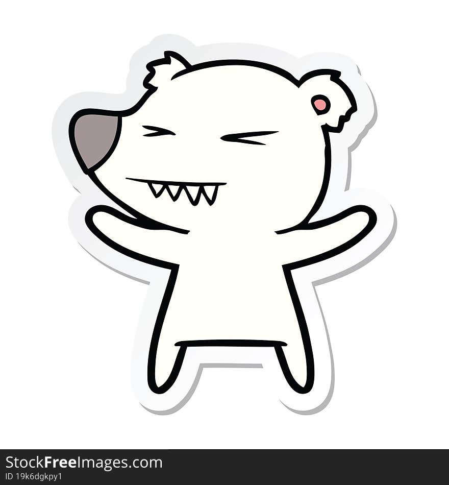 sticker of a angry polar bear cartoon