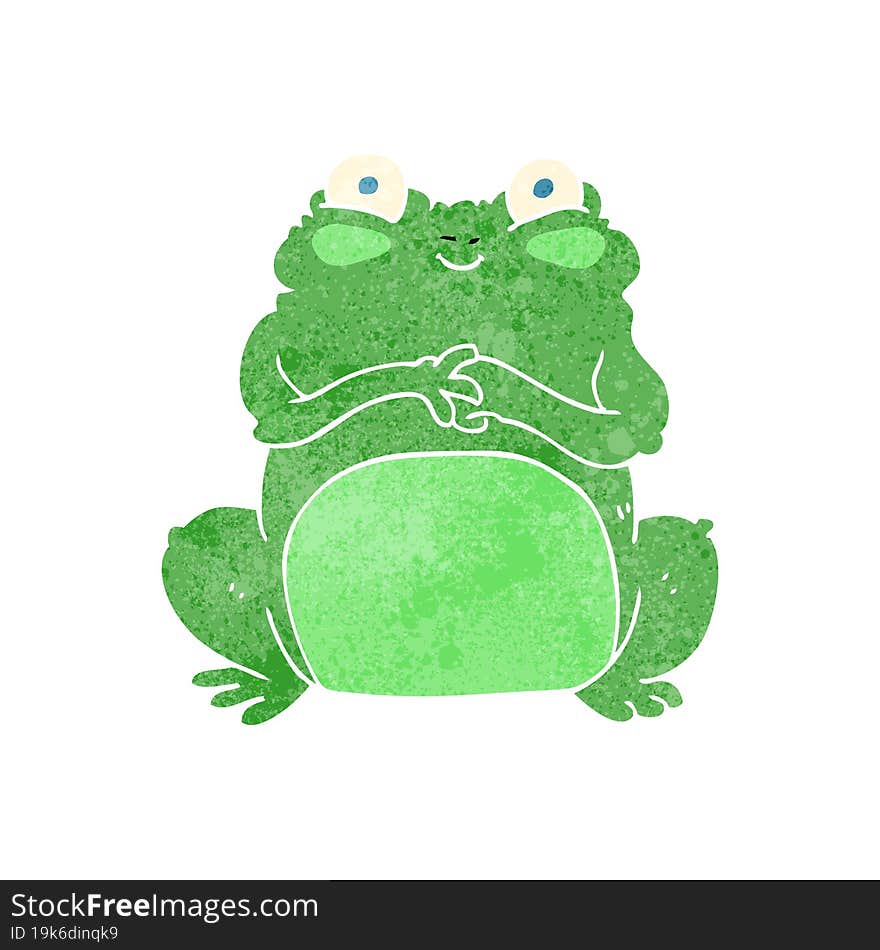 freehand retro cartoon funny frog