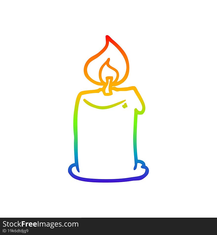 rainbow gradient line drawing cartoon candle