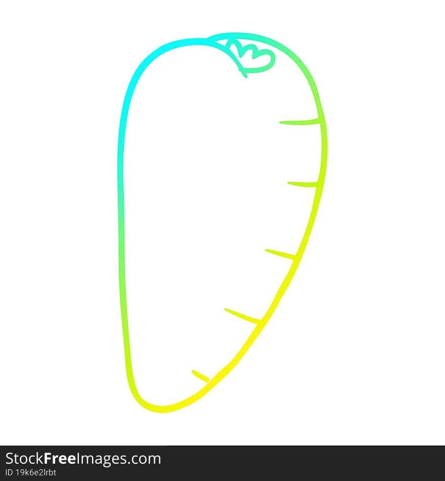 cold gradient line drawing of a cartoon carrot