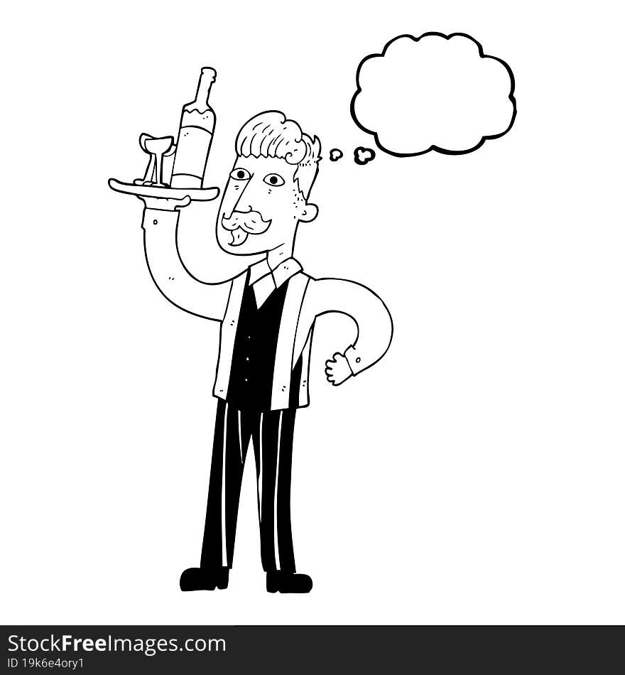 thought bubble cartoon waiter