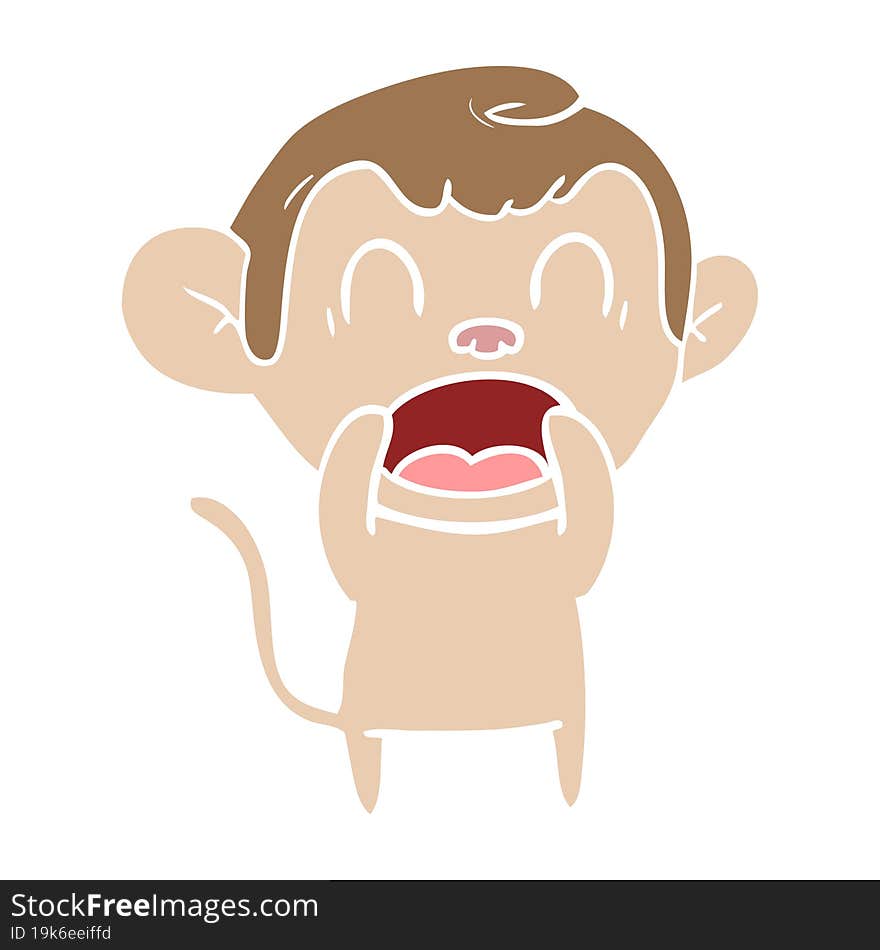 shouting flat color style cartoon monkey