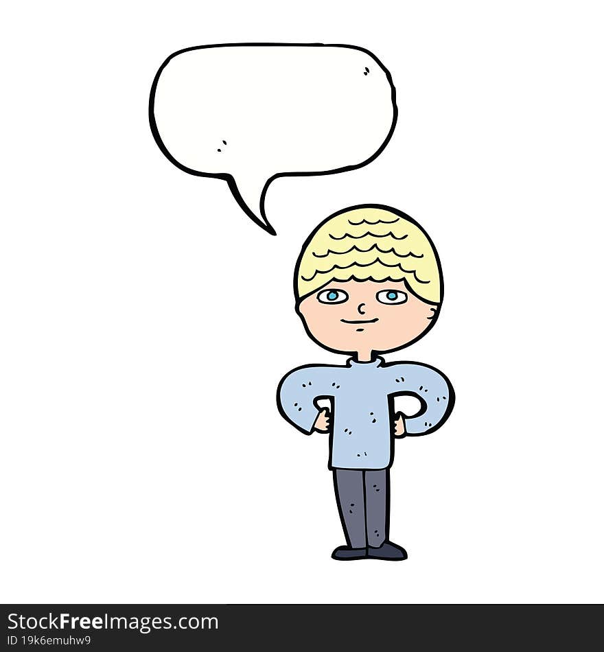 cartoon proud man with speech bubble