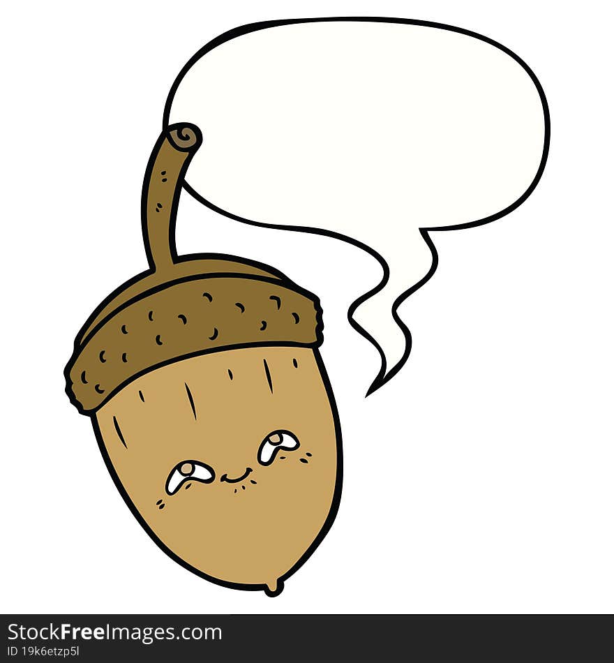 cartoon acorn and speech bubble