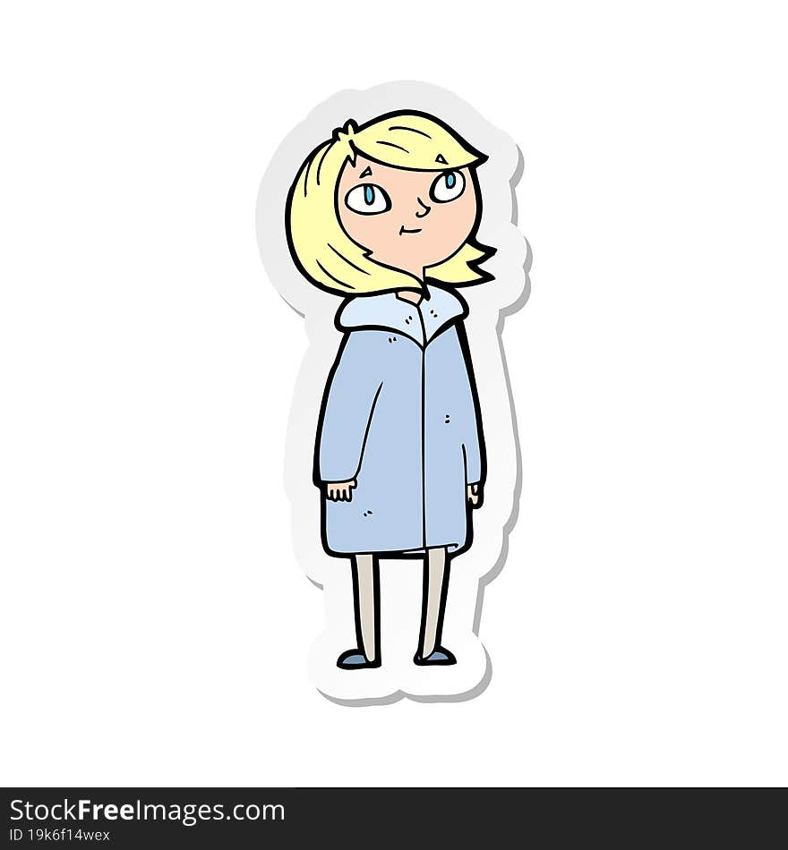 Sticker Of A Cartoon Happy Girl