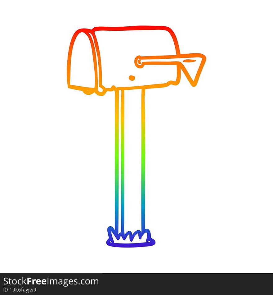 rainbow gradient line drawing mailbox