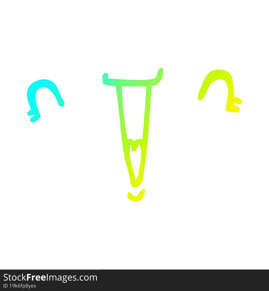 Cold Gradient Line Drawing Cute Cartoon Face