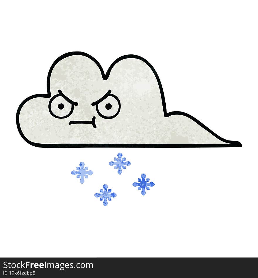 Retro Grunge Texture Cartoon Snow Cloud