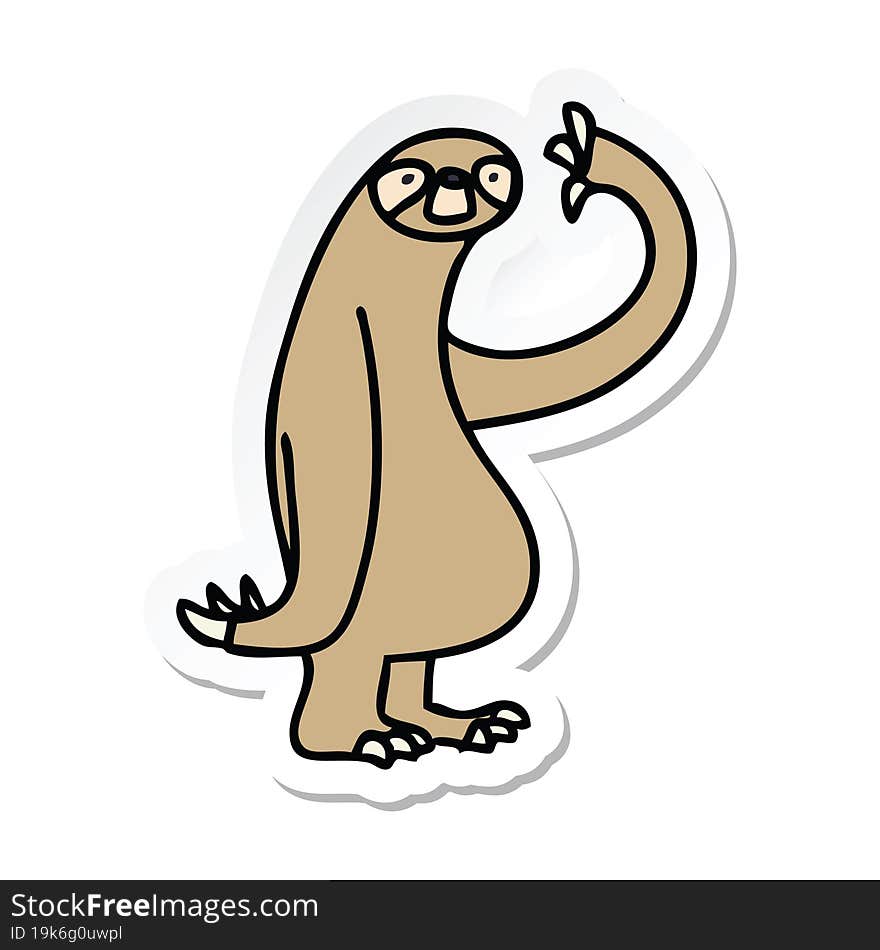 sticker of a quirky hand drawn cartoon sloth