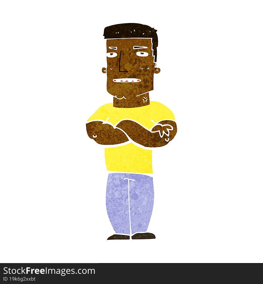 cartoon tough guy with folded arms