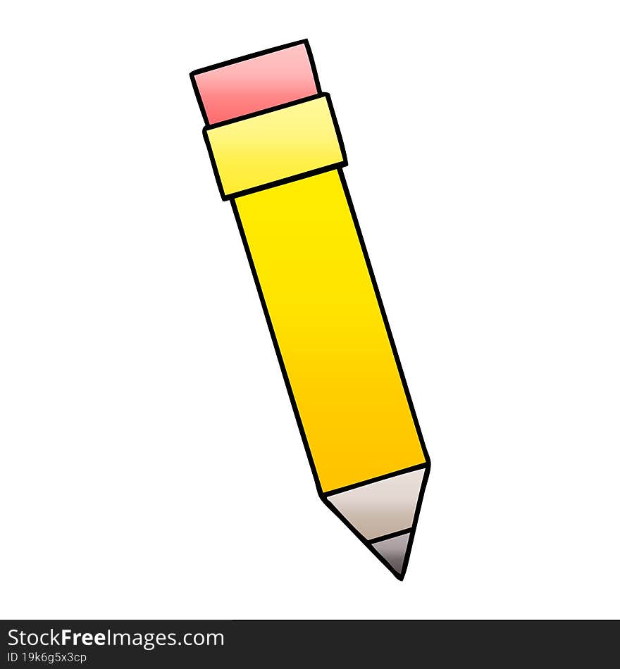 quirky gradient shaded cartoon pencil