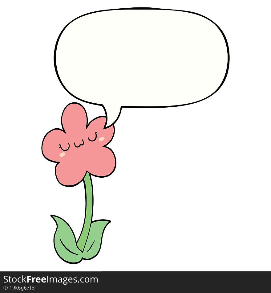 cartoon flower and speech bubble