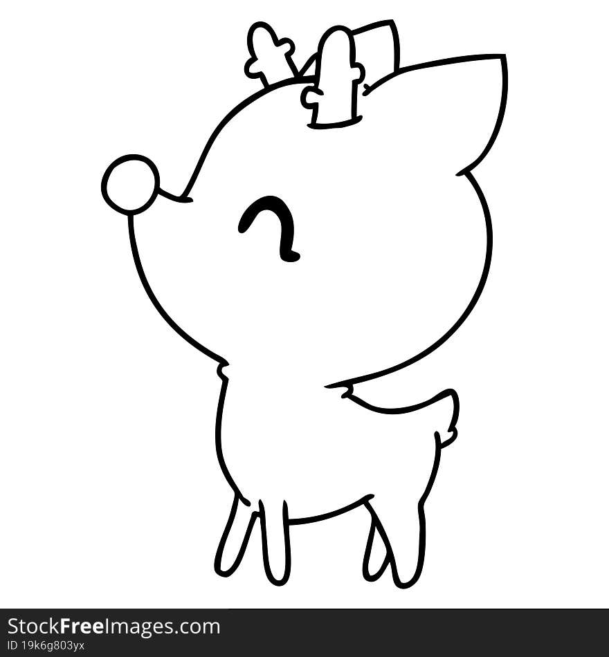 Line Drawing Of  Kawaii Cute Deer