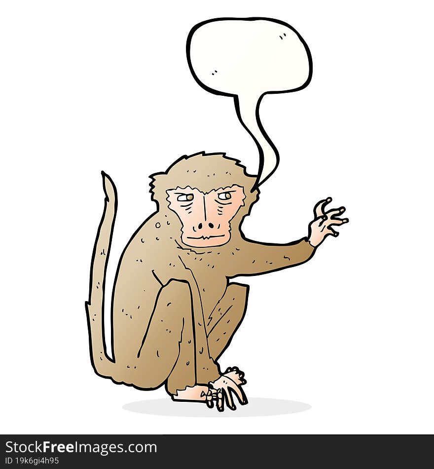 cartoon evil monkey with speech bubble