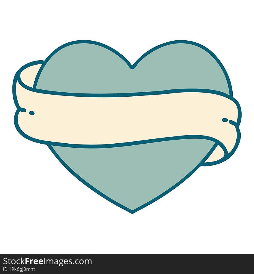 Tattoo Style Icon Of A Heart And Banner