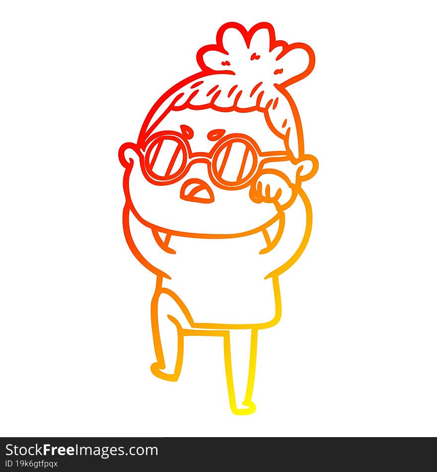 warm gradient line drawing cartoon annoyed woman