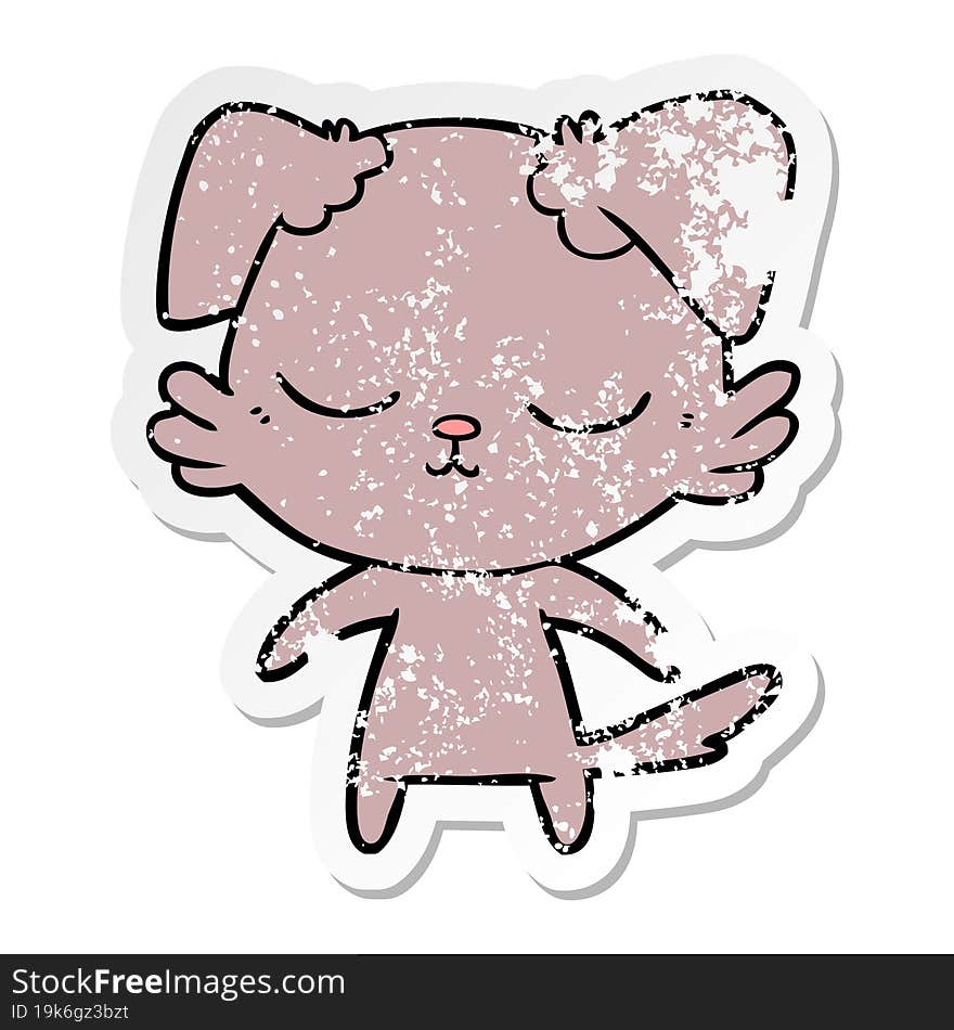 Distressed Sticker Of A Cute Cartoon Dog