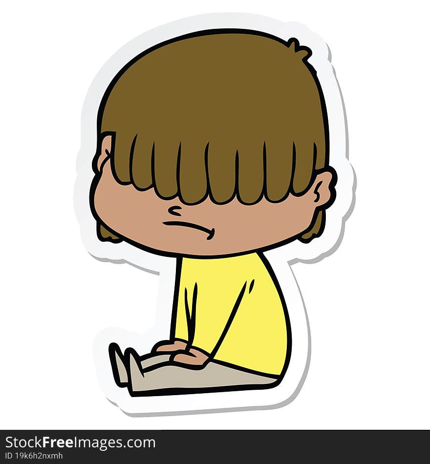 Sticker Of A Cartoon Boy With Untidy Hair