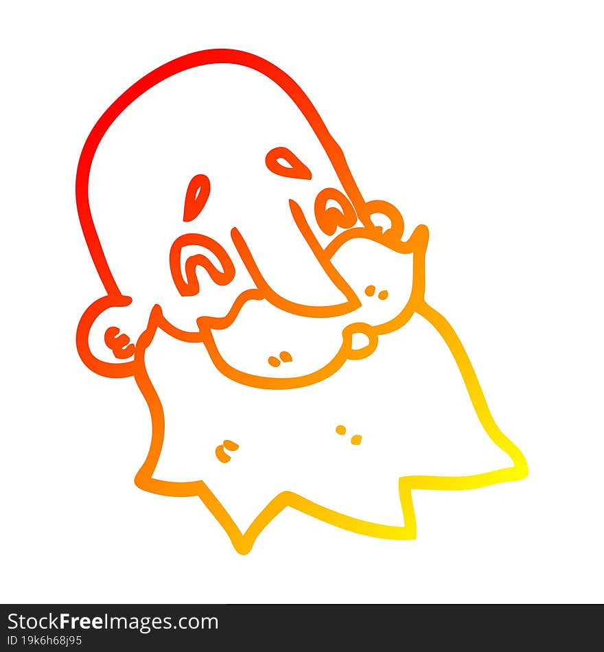 warm gradient line drawing of a cartoon bearded man