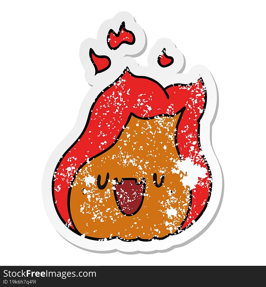 distressed sticker cartoon kawaii cute fire flame