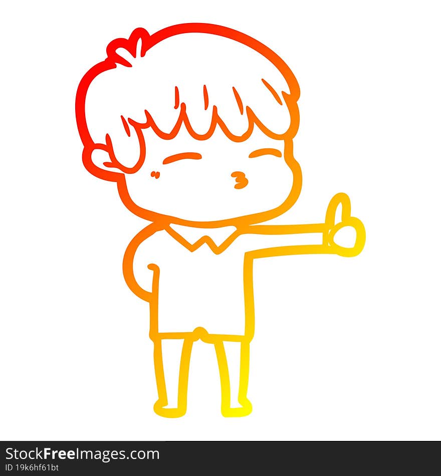 warm gradient line drawing cartoon curious boy