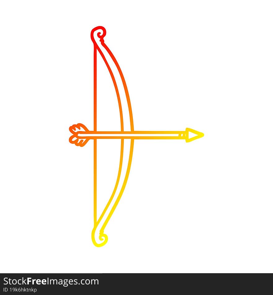 warm gradient line drawing cartoon bow and arrow