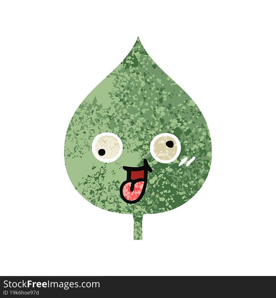 retro illustration style cartoon of a expressional leaf