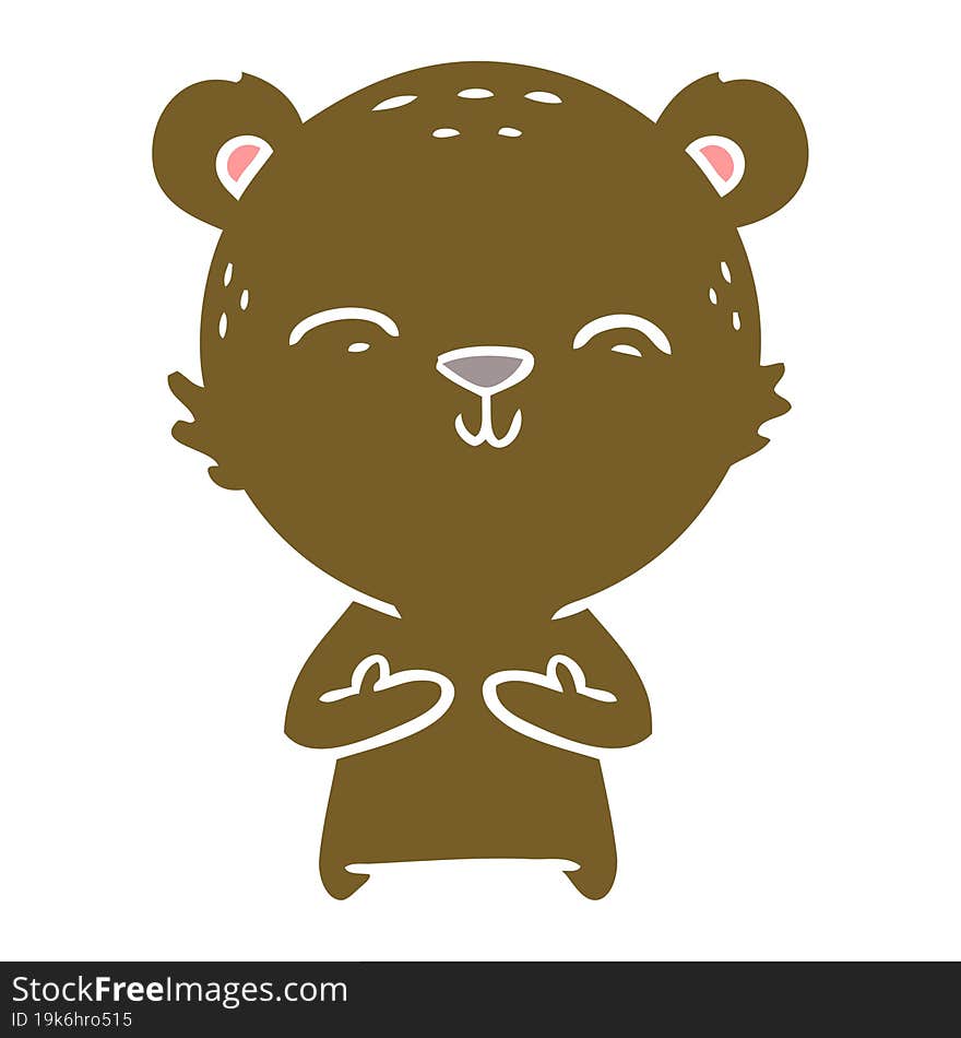 happy flat color style cartoon bear