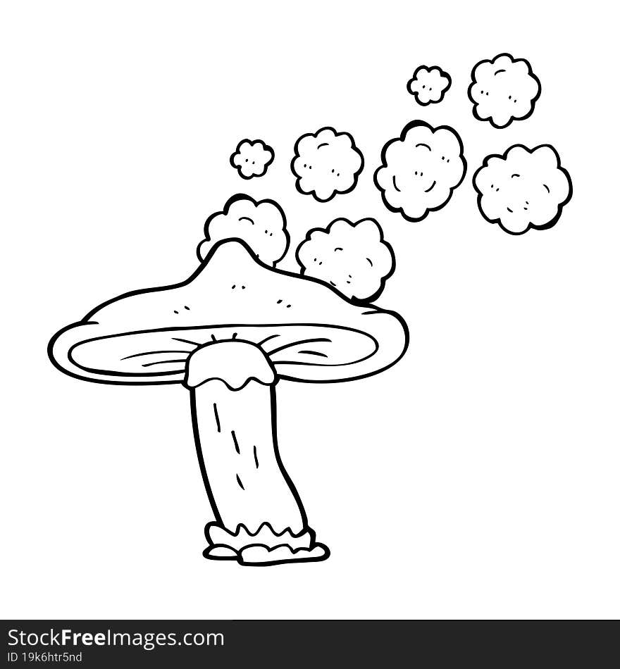 black and white cartoon mushroom