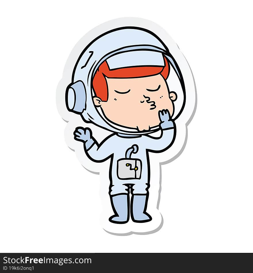 Sticker Of A Cartoon Confident Astronaut