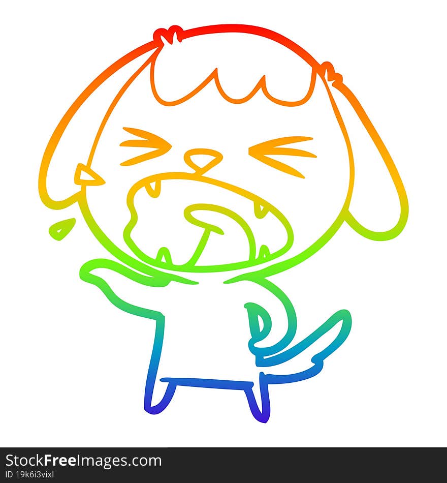 Rainbow Gradient Line Drawing Cute Cartoon Dog Barking