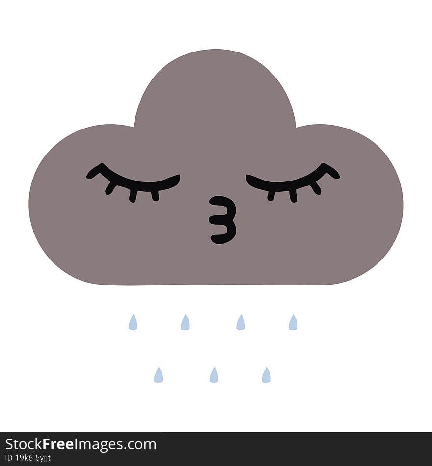 Flat Color Retro Cartoon Storm Rain Cloud