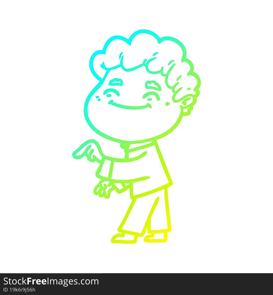 Cold Gradient Line Drawing Cartoon Friendly Man