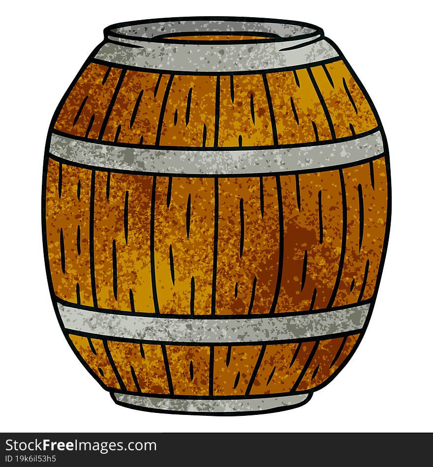 Textured Cartoon Doodle Of A Wooden Barrel