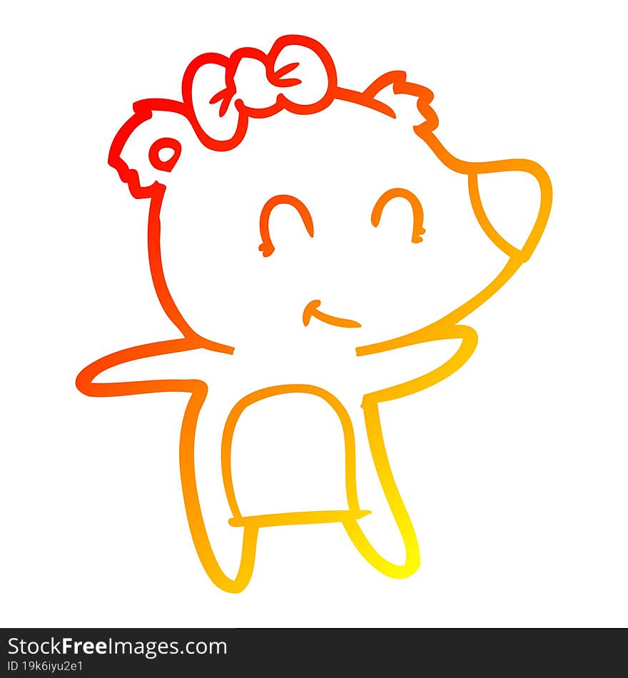 warm gradient line drawing female bear cartoon