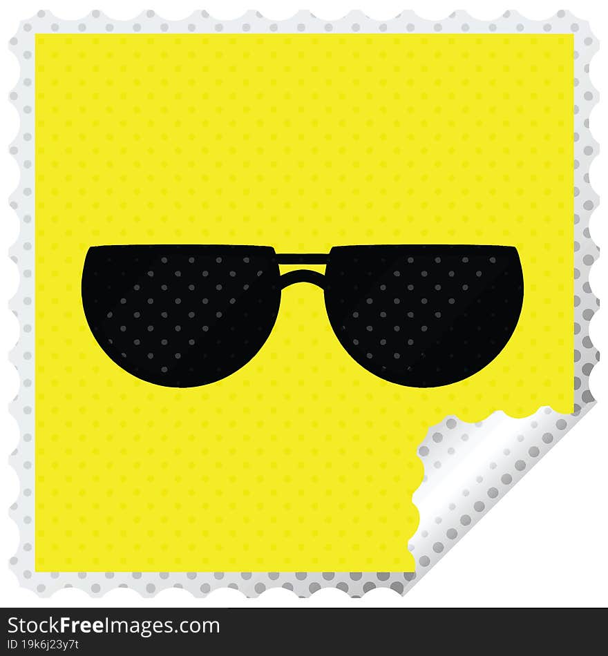 sunglasses graphic vector illustration square sticker stamp