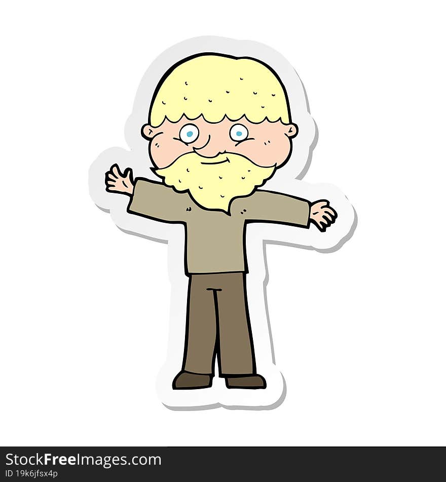 Sticker Of A Cartoon Happy Man With Beard