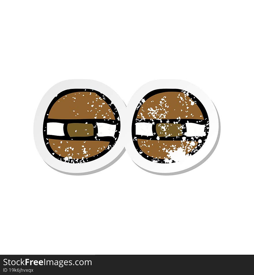 retro distressed sticker of a cartoon eyes