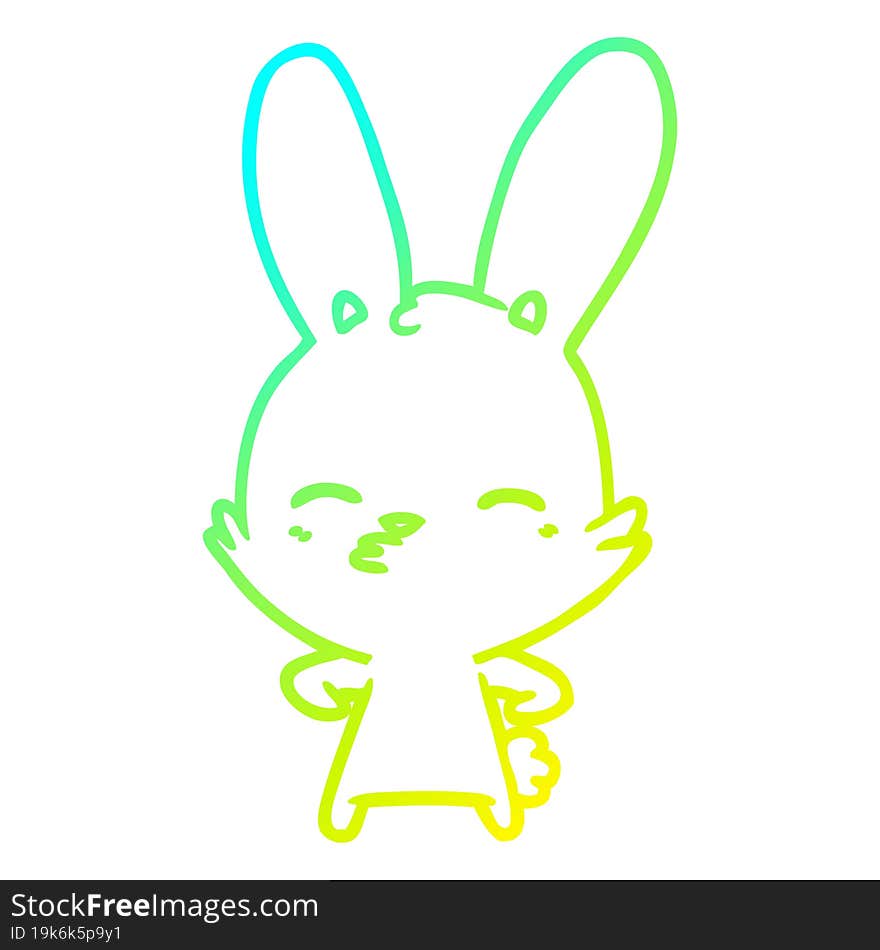 Cold Gradient Line Drawing Curious Bunny Cartoon