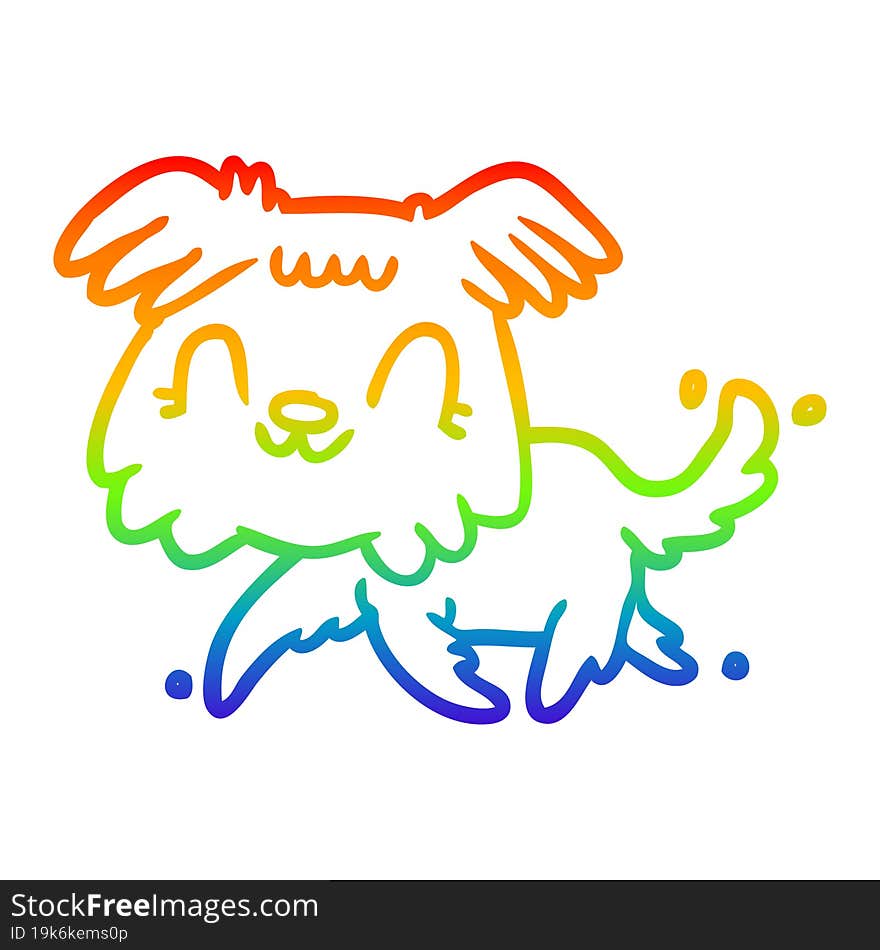 rainbow gradient line drawing of a little dog